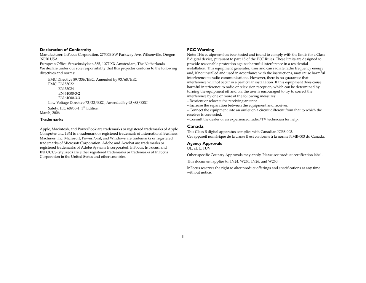 InFocus IN20 User Manual | Page 2 / 41
