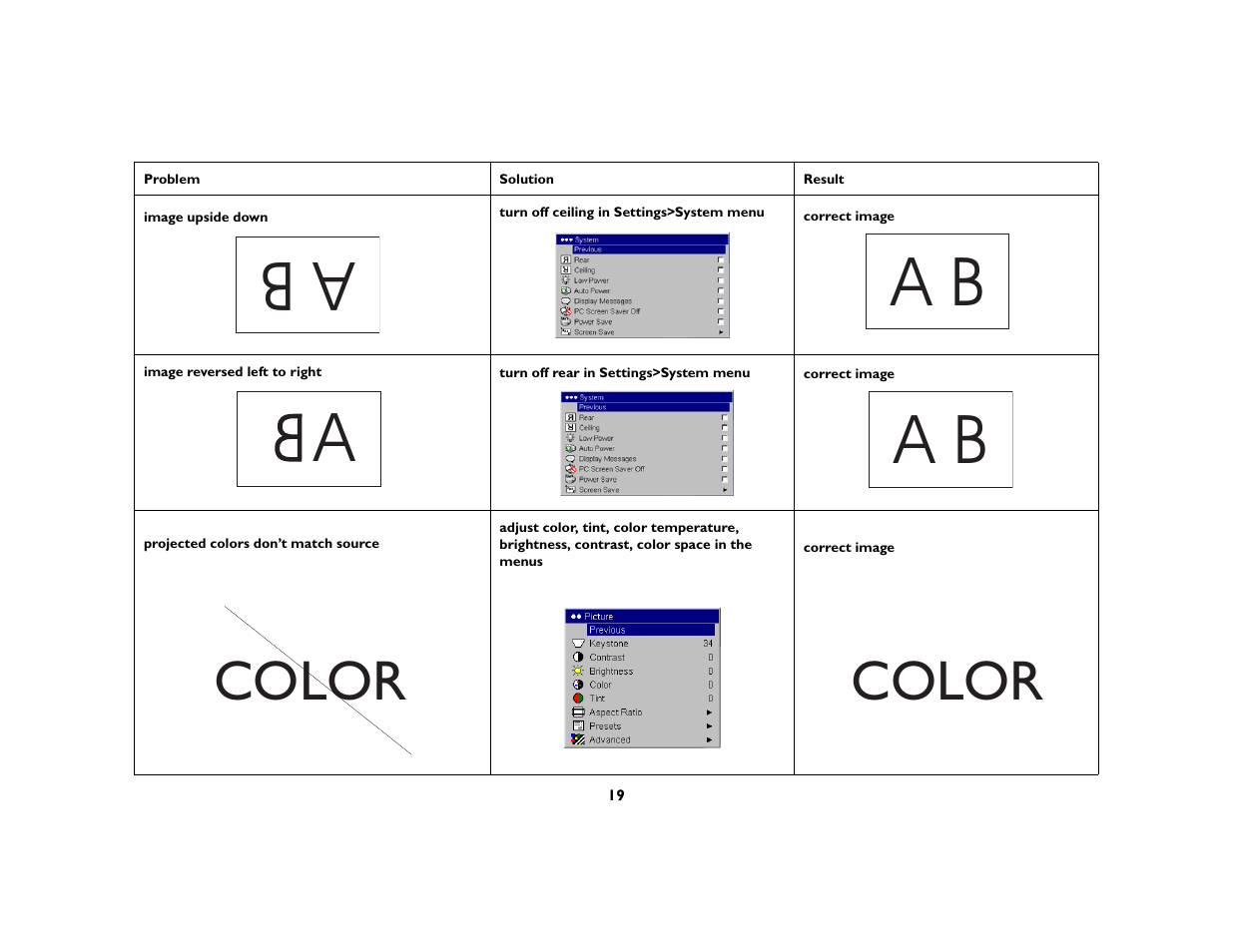 Color | InFocus IN20 User Manual | Page 20 / 41
