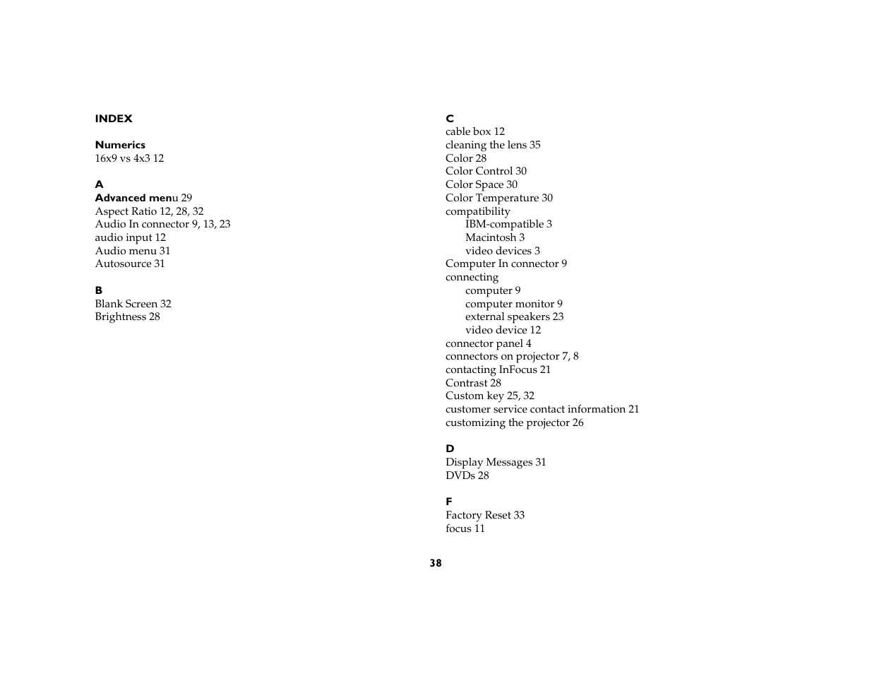InFocus IN20 User Manual | Page 39 / 41