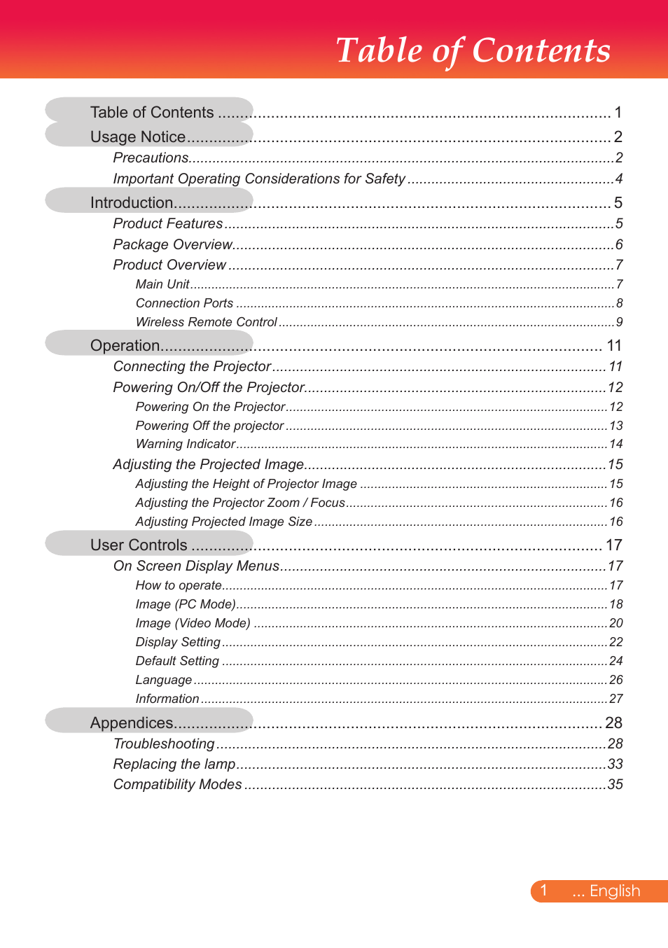 InFocus X9 User Manual | Page 2 / 37