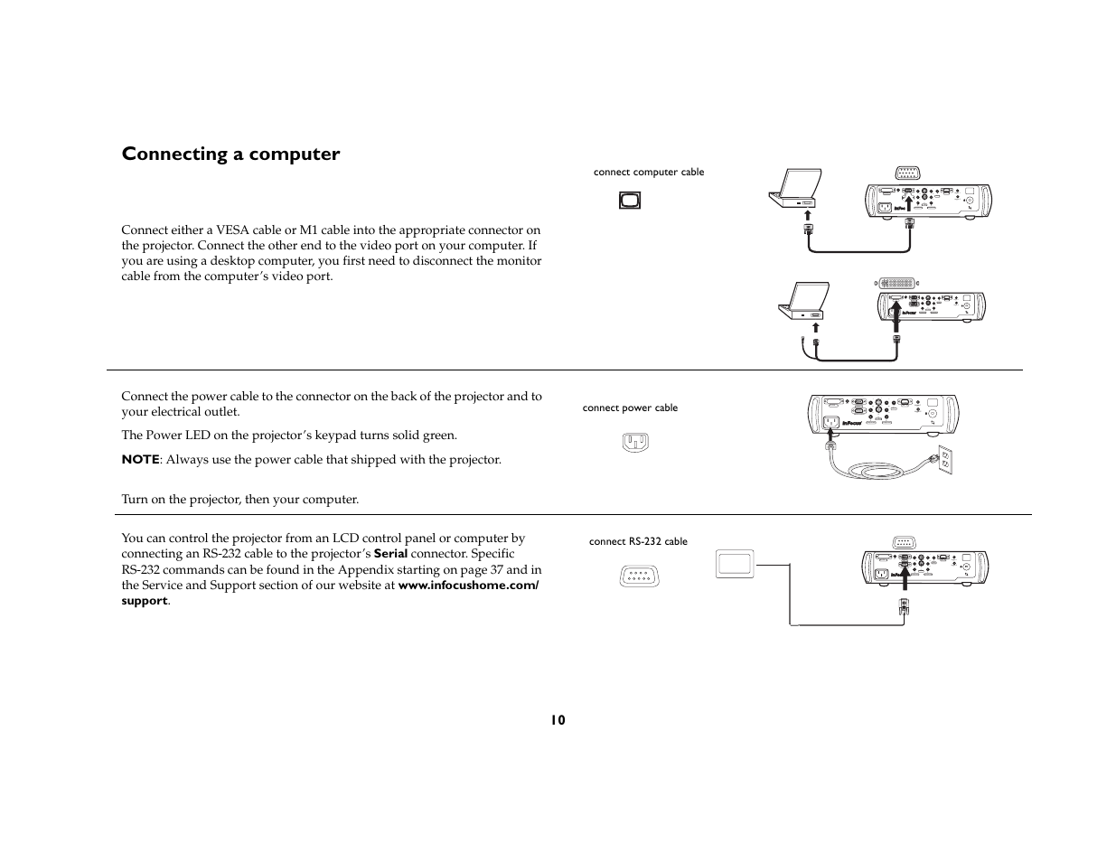 Connecting a computer | InFocus 5700 User Manual | Page 10 / 43