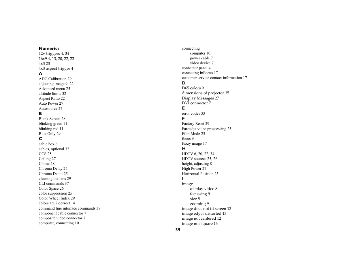 InFocus 5700 User Manual | Page 39 / 43