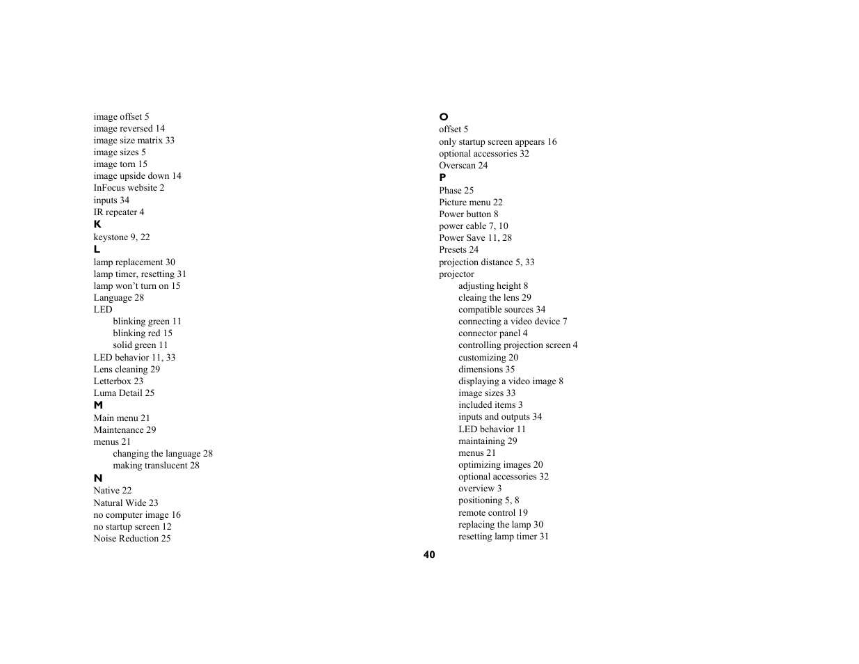 InFocus 5700 User Manual | Page 40 / 43