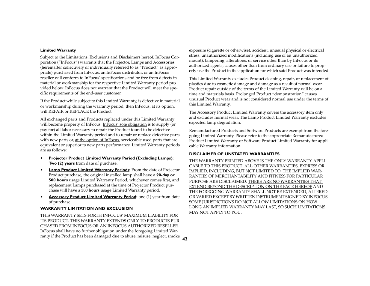 InFocus 5700 User Manual | Page 42 / 43