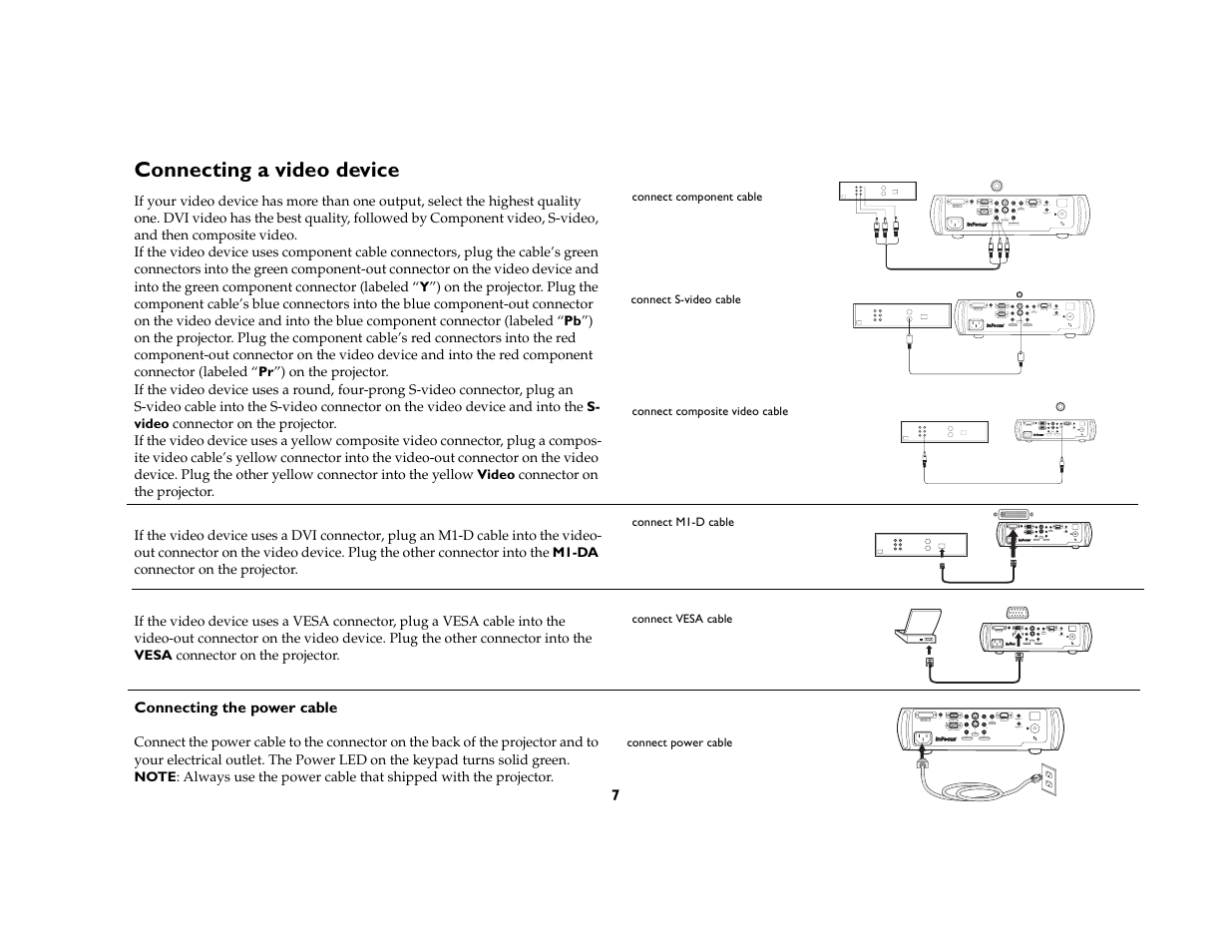 Connecting a video device | InFocus 5700 User Manual | Page 7 / 43