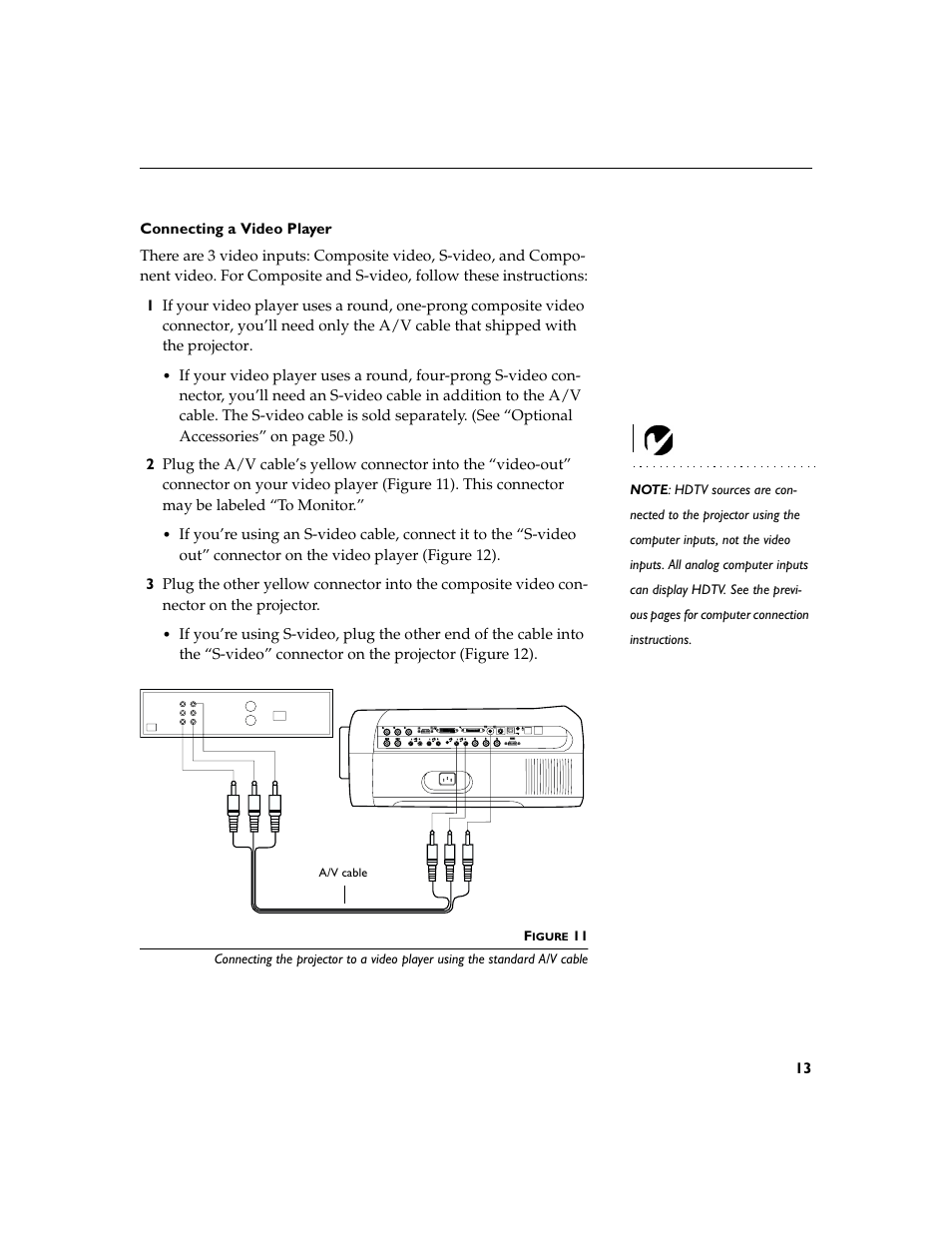 Heading2 - connecting a video player, Connecting a video player | InFocus XGA multimedia projector LP930 User Manual | Page 22 / 77