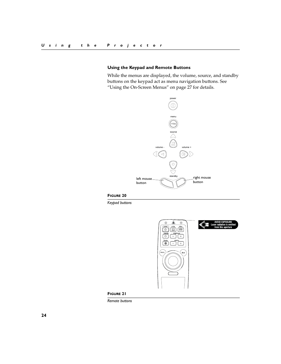 Heading2 - using the keypad and remote buttons | InFocus XGA multimedia projector LP930 User Manual | Page 33 / 77