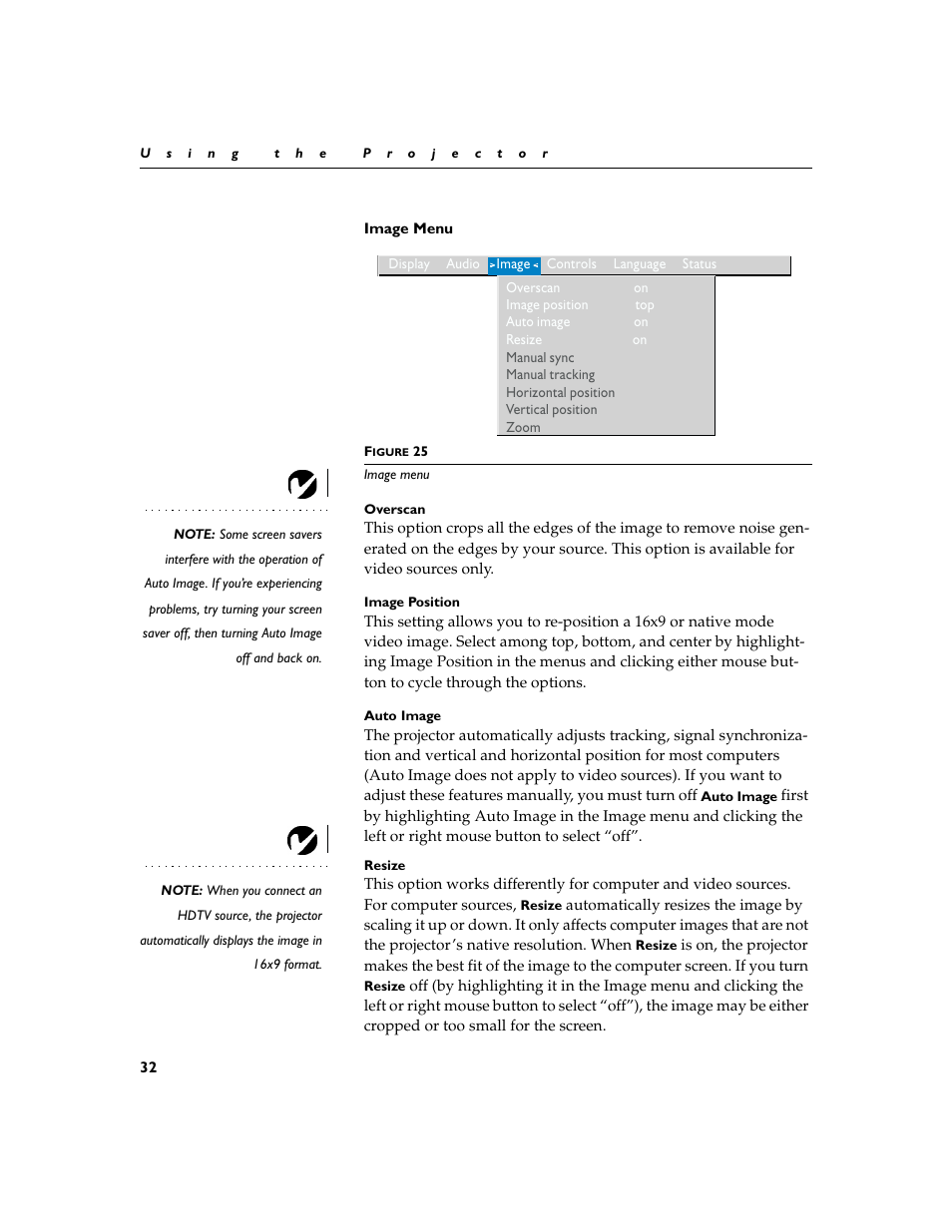 Heading2 - image menu, Image menu | InFocus XGA multimedia projector LP930 User Manual | Page 41 / 77