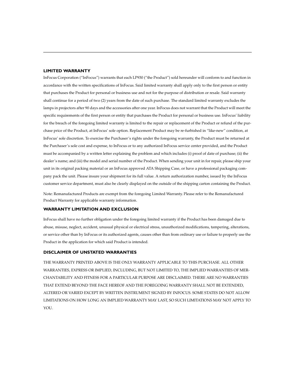 InFocus XGA multimedia projector LP930 User Manual | Page 76 / 77