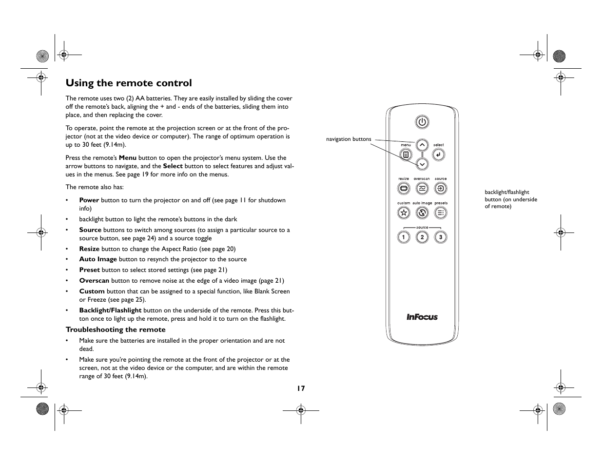 Using the remote control | InFocus IN82 User Manual | Page 18 / 39