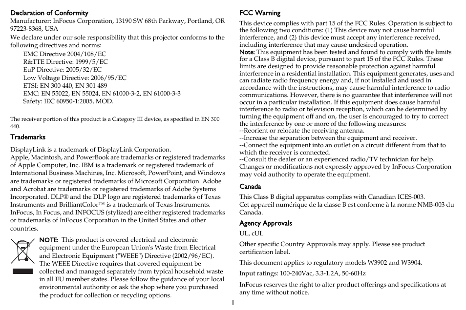 InFocus DISPLAY LINK IN3902LB User Manual | Page 2 / 51