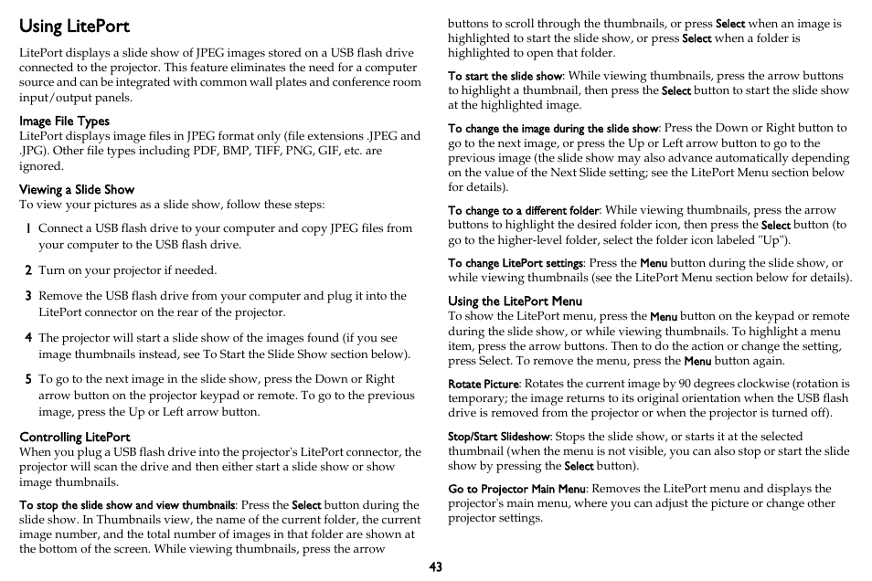 Using liteport | InFocus DISPLAY LINK IN3902LB User Manual | Page 44 / 51