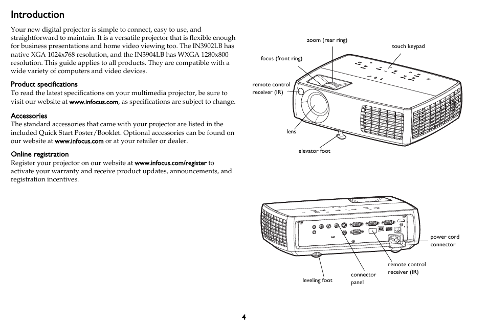 Introduction | InFocus DISPLAY LINK IN3902LB User Manual | Page 5 / 51