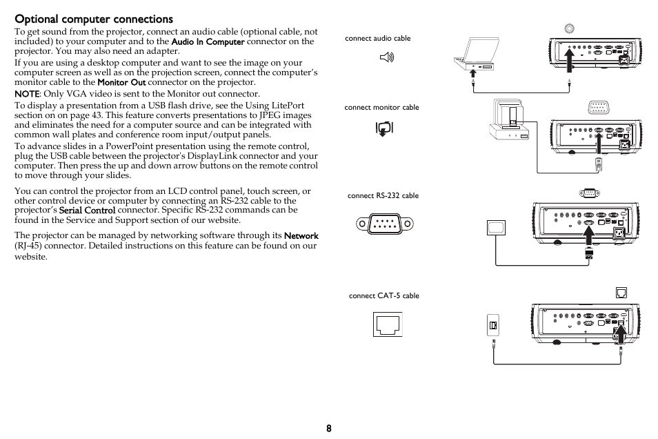 Optional computer connections | InFocus DISPLAY LINK IN3902LB User Manual | Page 9 / 51