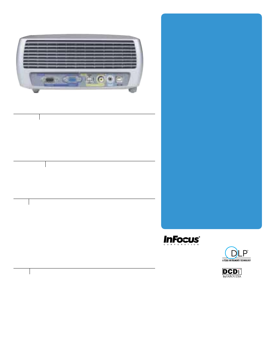 Expand your idea of big screen, Infocus, Screenplay | 4800 specifications, Experience the impact of projection | InFocus 4800 User Manual | Page 2 / 2