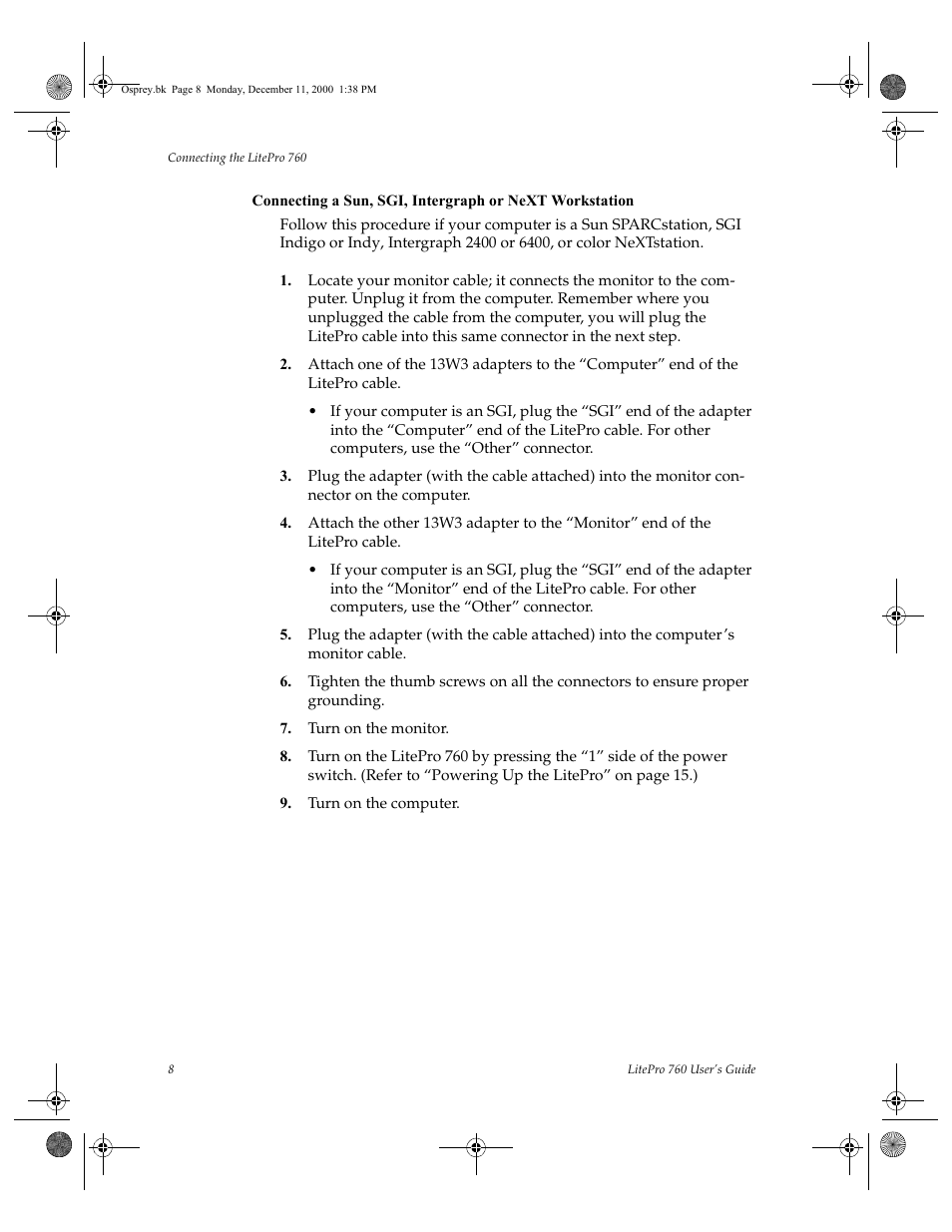 Turn on the monitor, Turn on the computer | InFocus 760 User Manual | Page 17 / 63