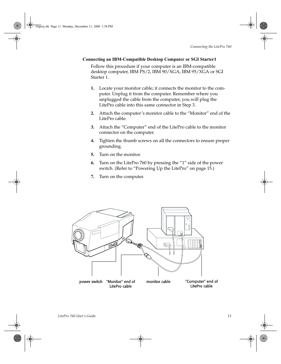 Turn on the monitor, Turn on the computer | InFocus 760 User Manual | Page 20 / 63