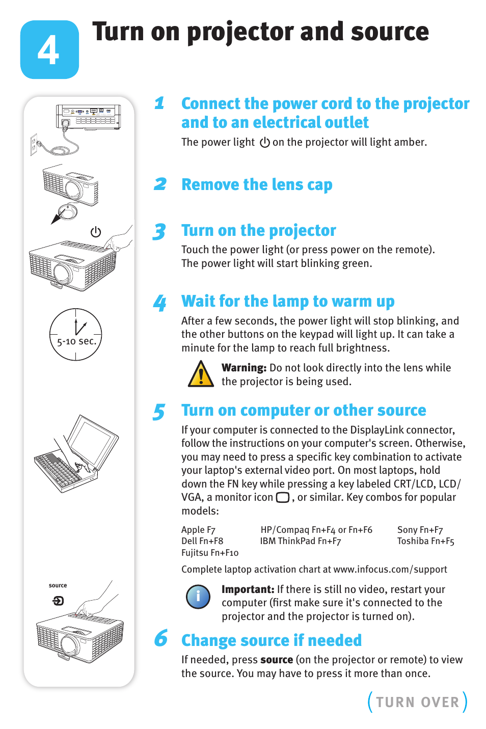 Turn on projector and source | InFocus IN1500 P1503 009-1312-01 *009-1312-01* 2 31 User Manual | Page 4 / 8