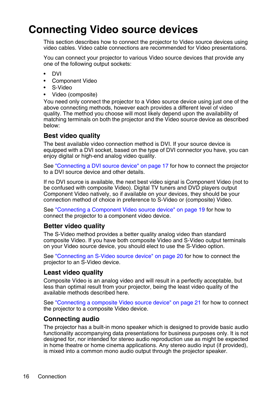 Connecting video source devices | InFocus XS1 User Manual | Page 16 / 61