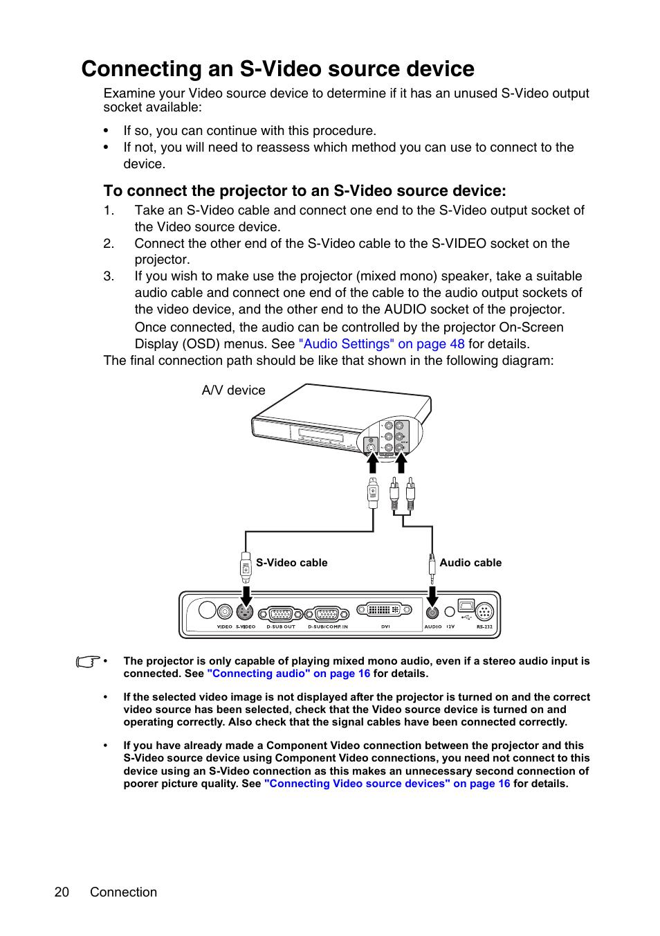 Connecting an s-video source device | InFocus XS1 User Manual | Page 20 / 61