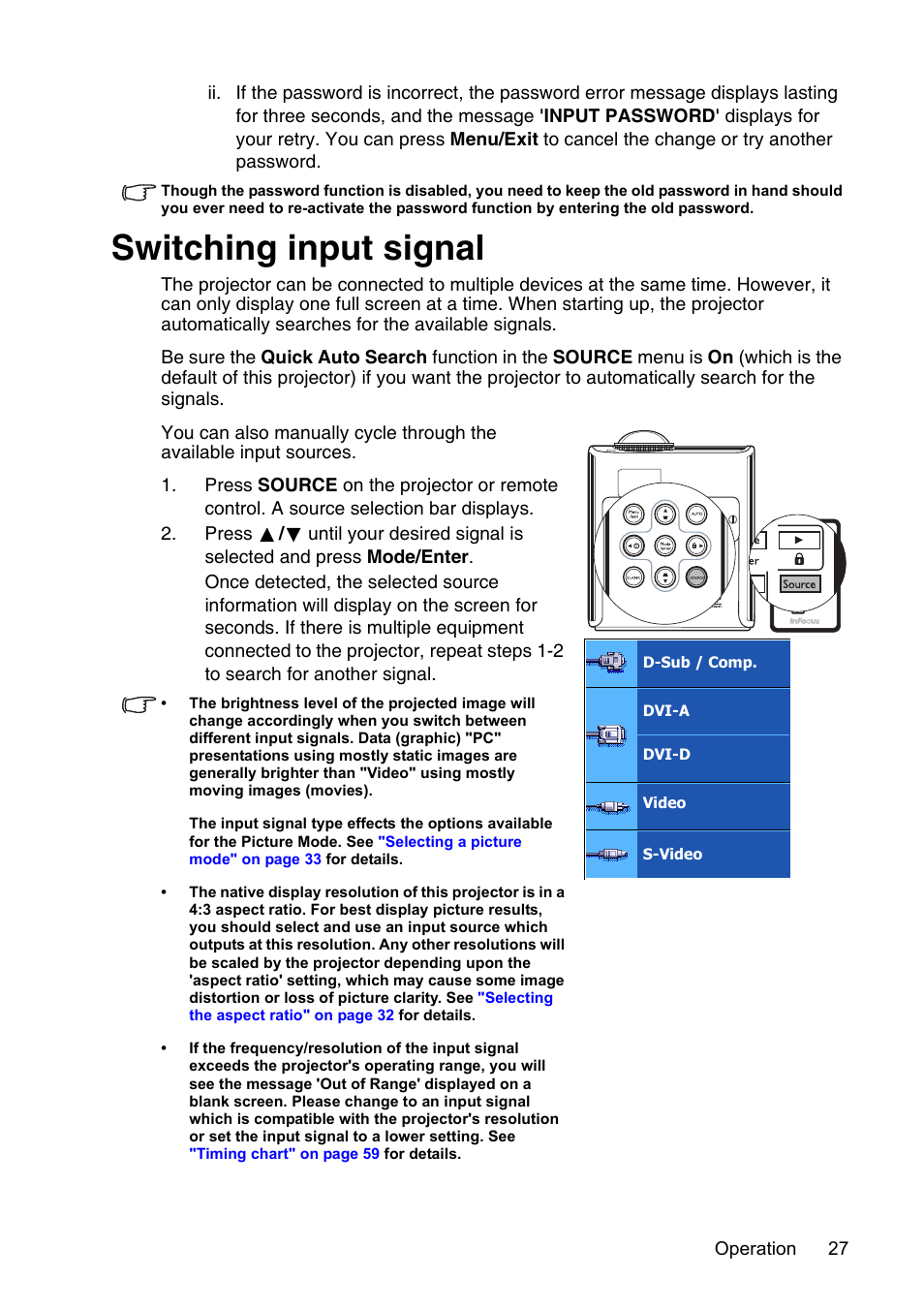 Switching input signal | InFocus XS1 User Manual | Page 27 / 61