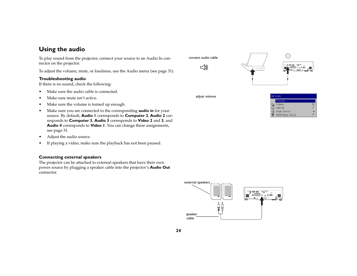 Using the audio | InFocus IN5104 User Manual | Page 25 / 51