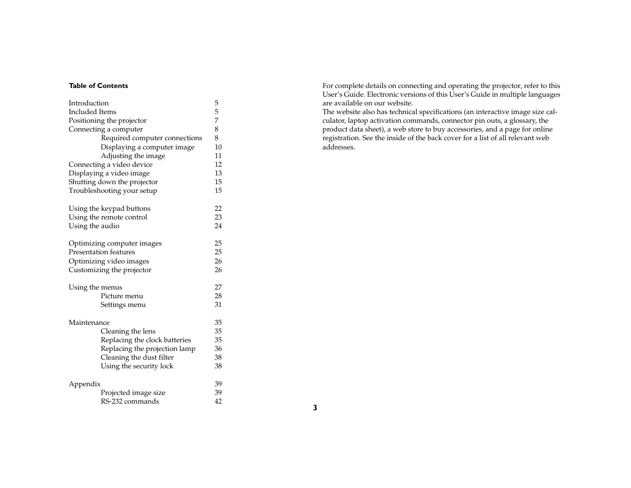 InFocus IN5104 User Manual | Page 4 / 51