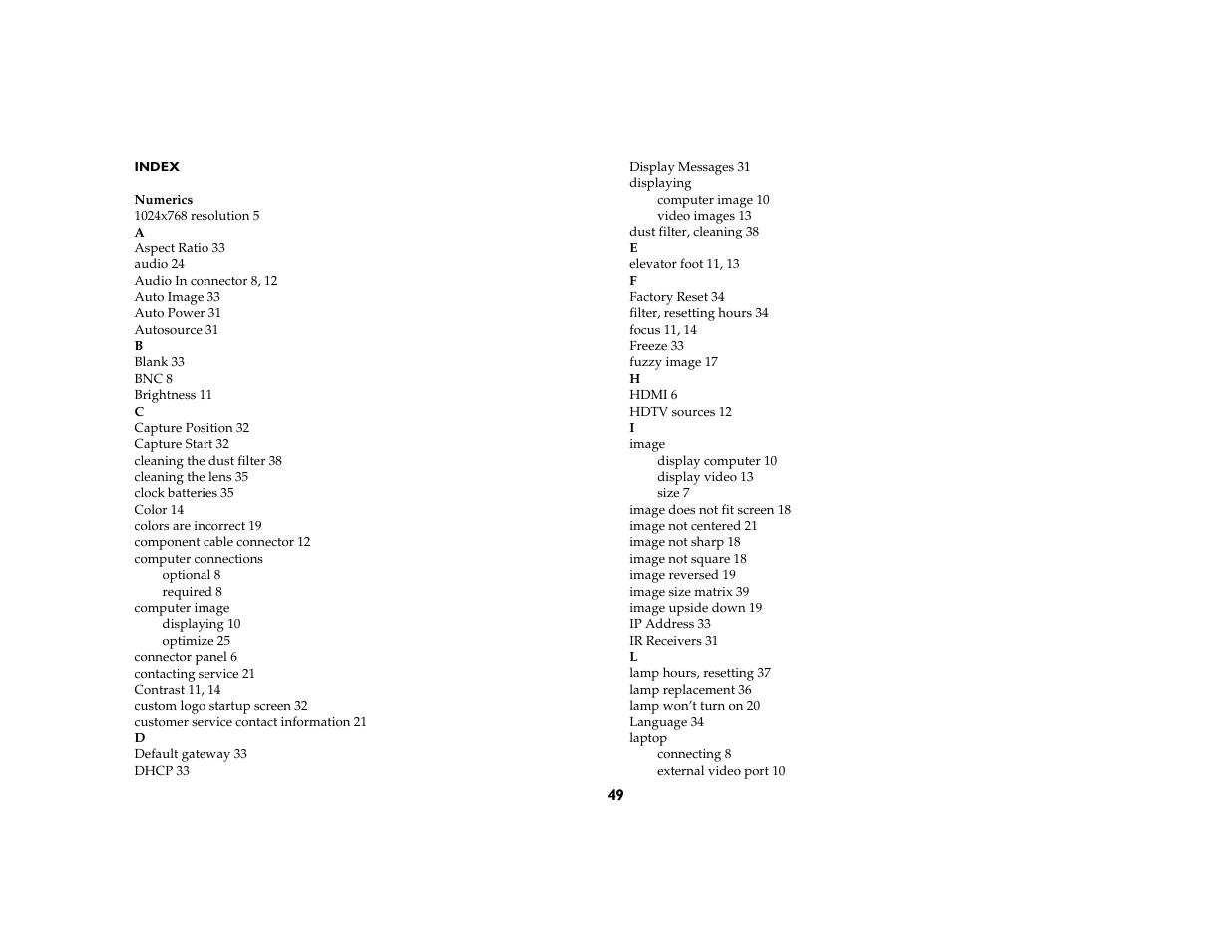 InFocus IN5104 User Manual | Page 50 / 51