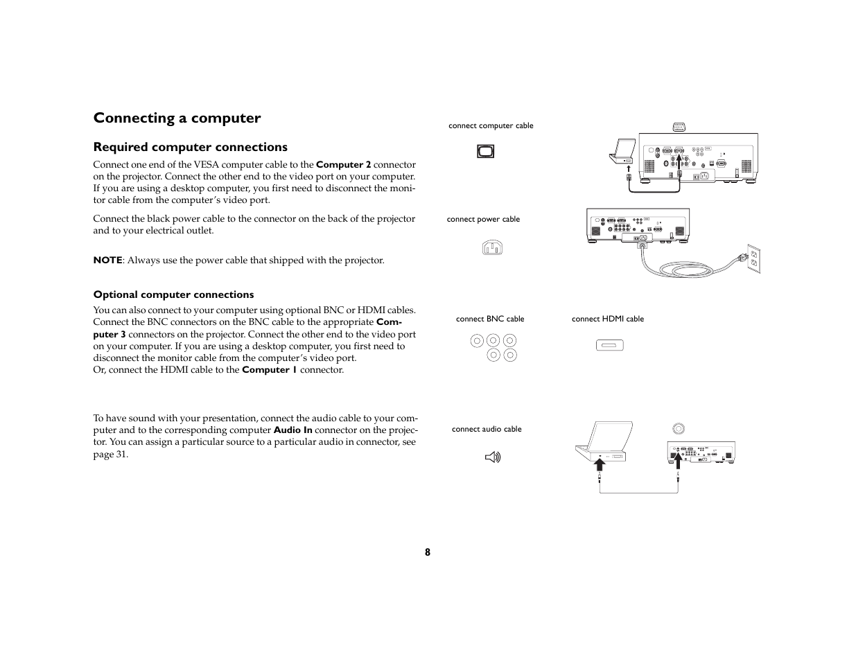 Connecting a computer | InFocus IN5104 User Manual | Page 9 / 51