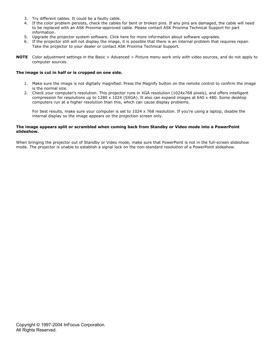 InFocus ASK PROXIMA C95 User Manual | Page 4 / 4