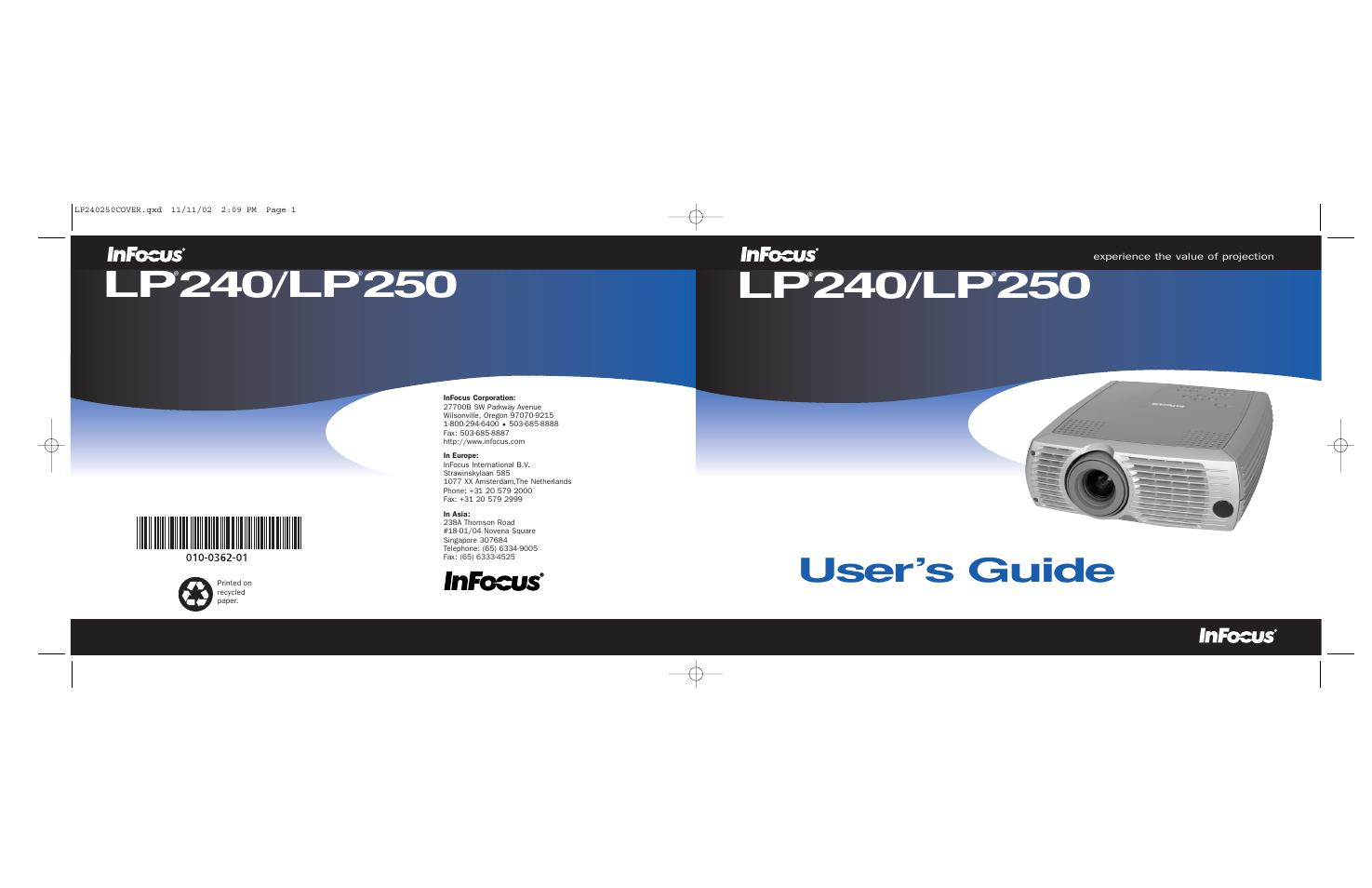 InFocus LP 250 User Manual | 44 pages