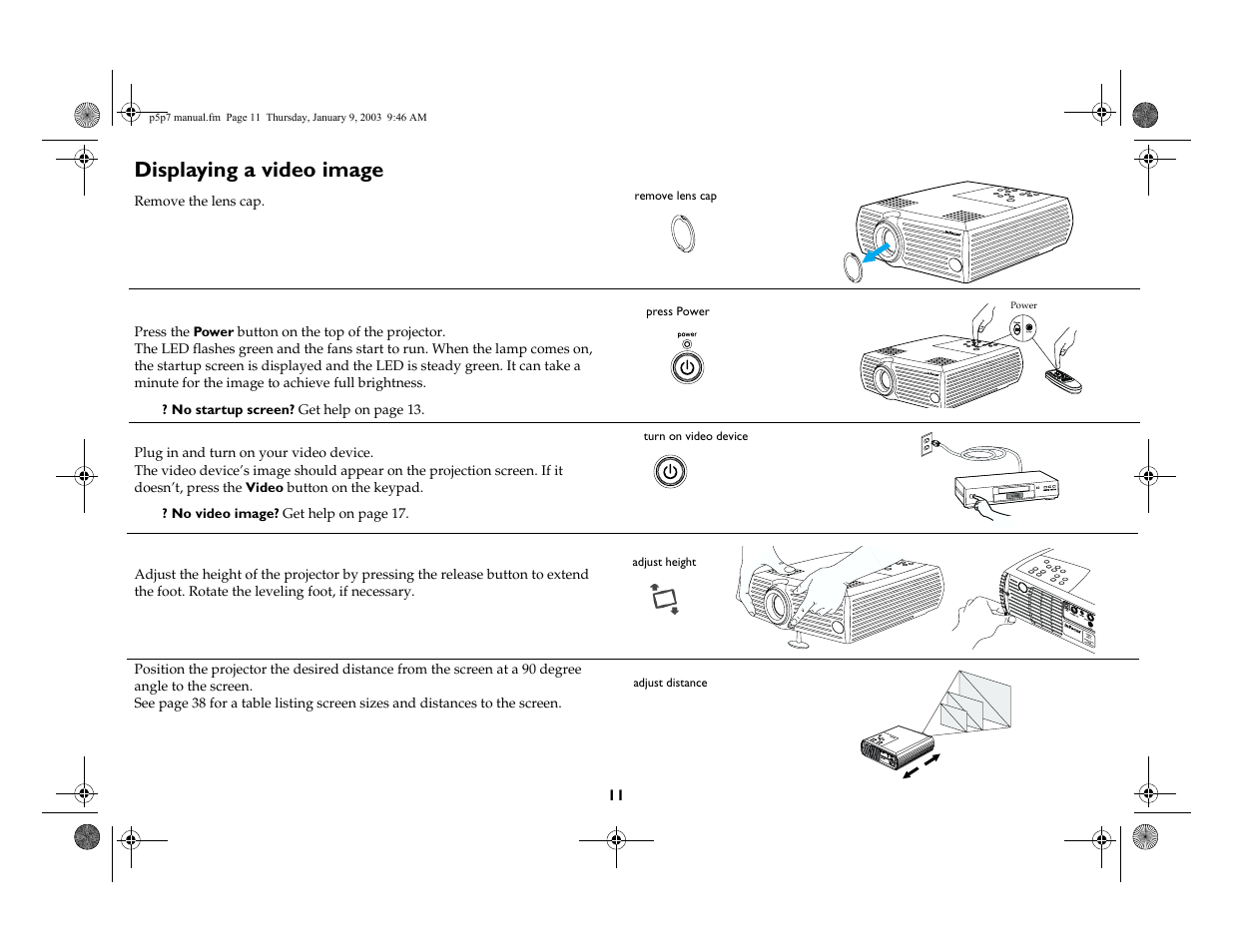 Displaying a video image | InFocus LP 250 User Manual | Page 11 / 44