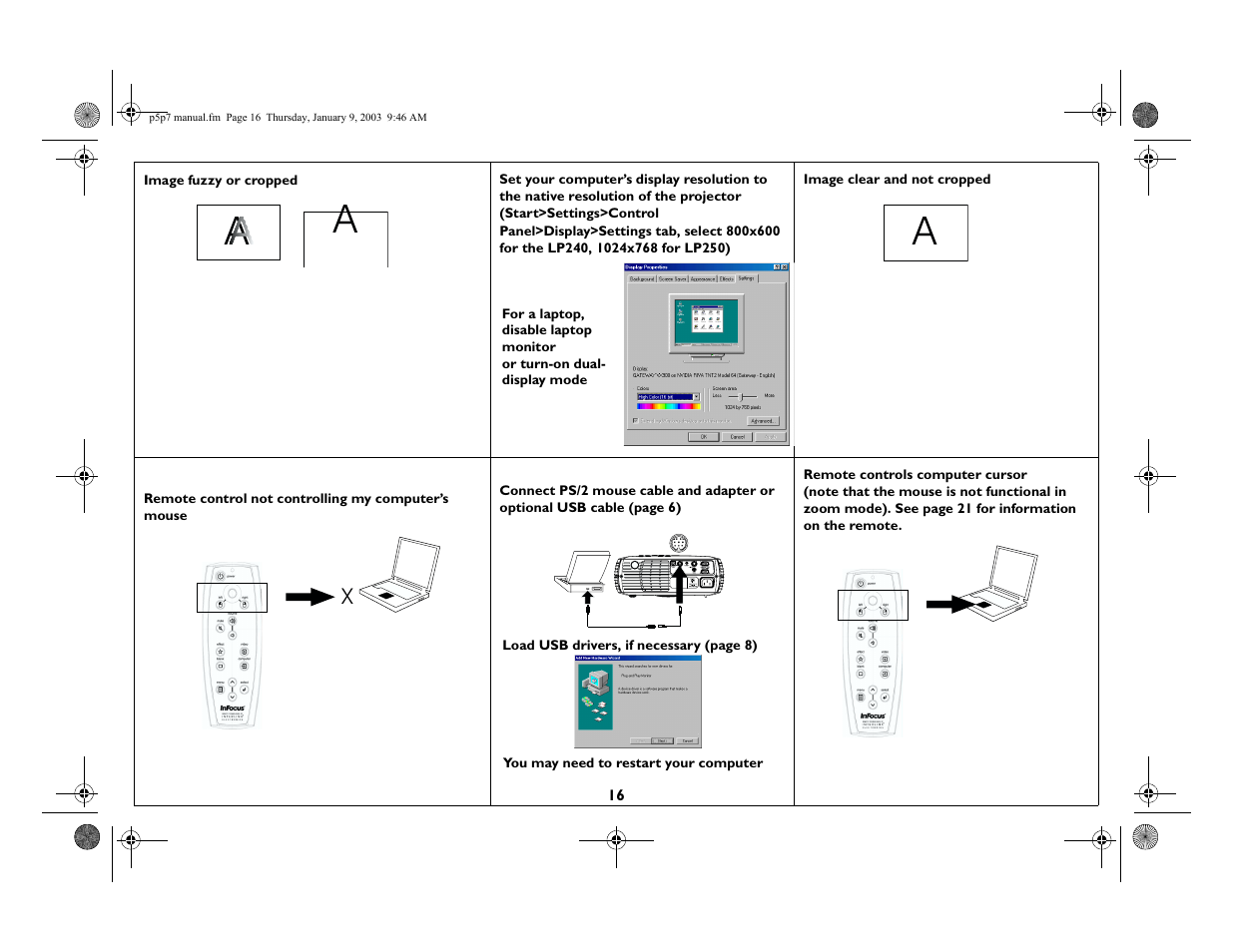 InFocus LP 250 User Manual | Page 16 / 44