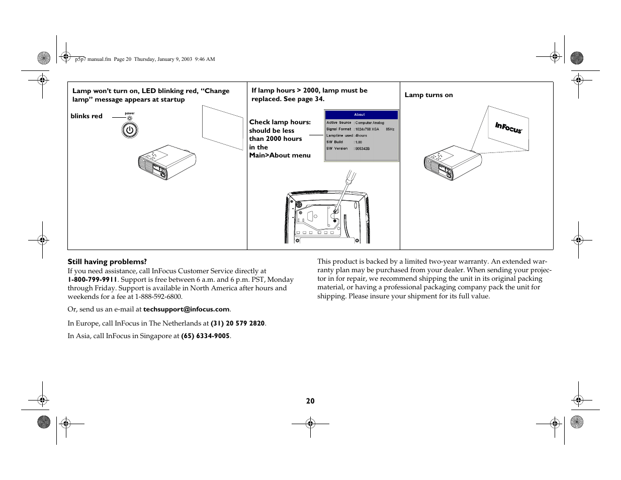 InFocus LP 250 User Manual | Page 20 / 44