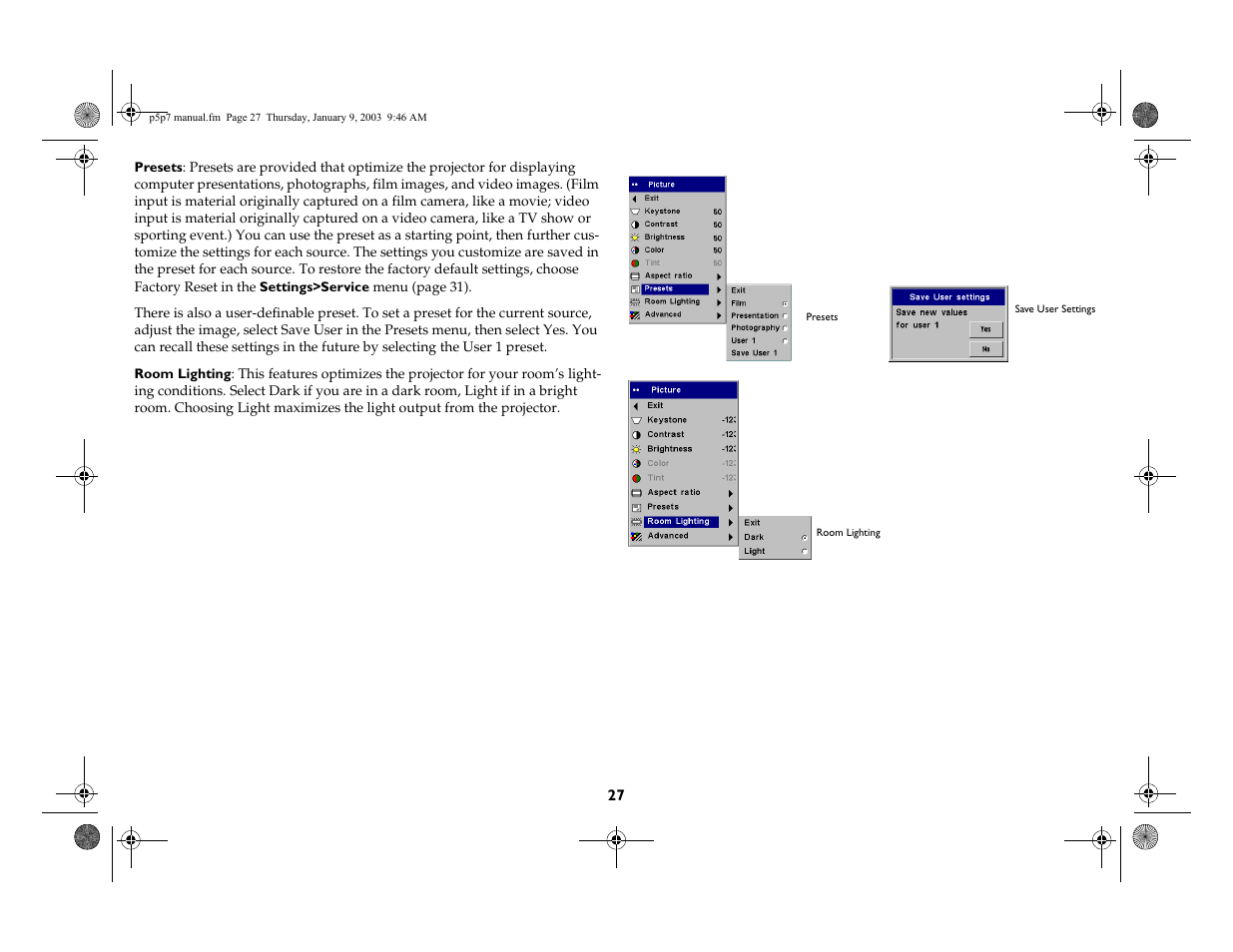 InFocus LP 250 User Manual | Page 27 / 44