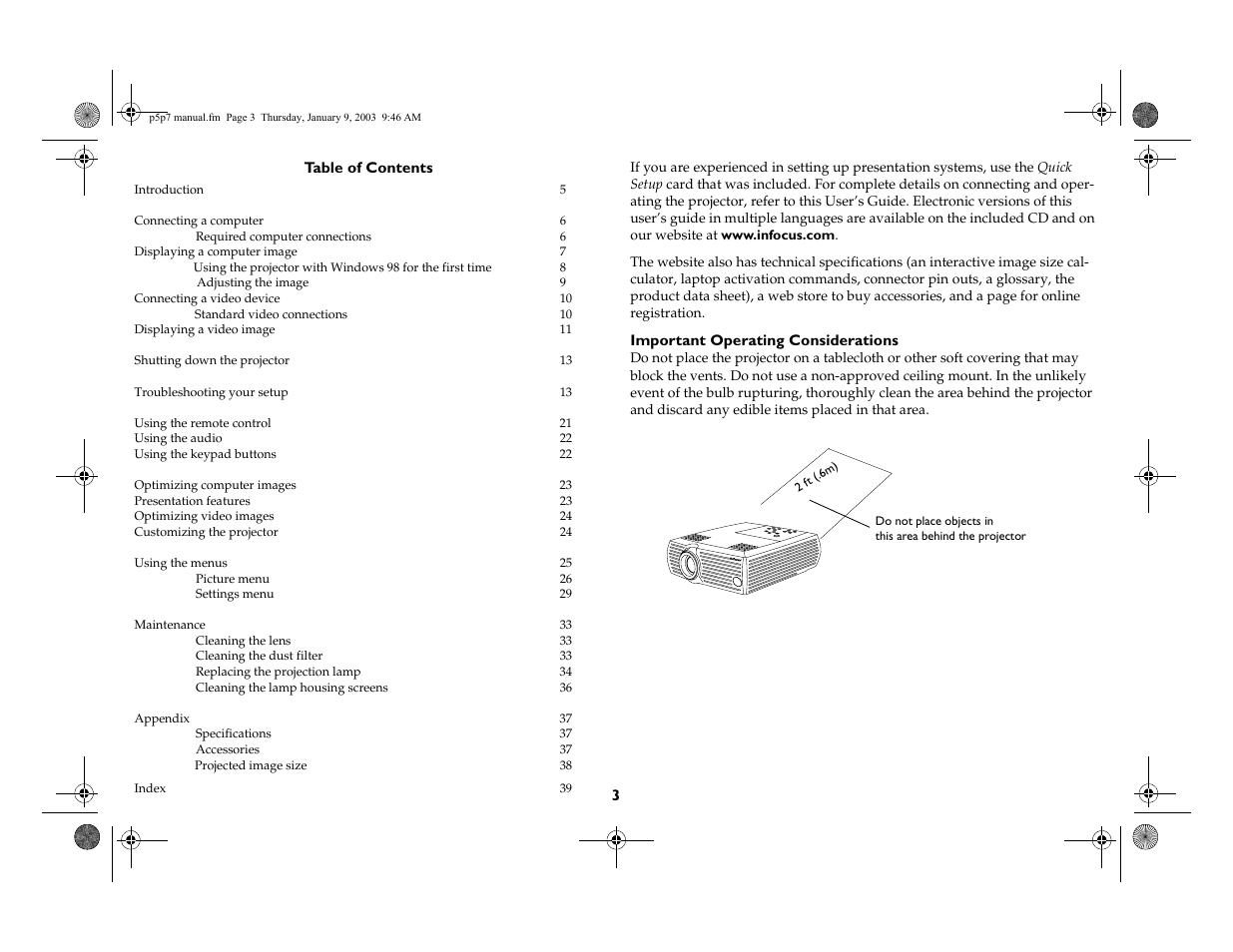 InFocus LP 250 User Manual | Page 3 / 44