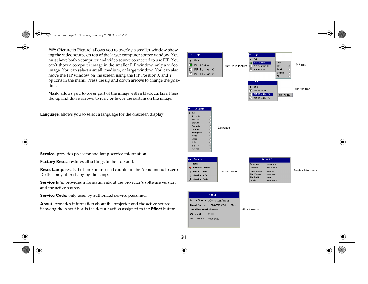 InFocus LP 250 User Manual | Page 31 / 44