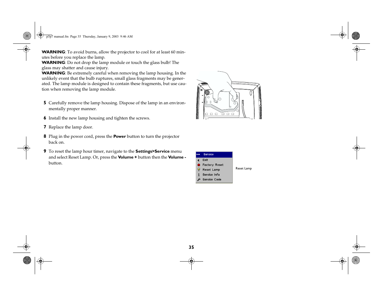 InFocus LP 250 User Manual | Page 35 / 44
