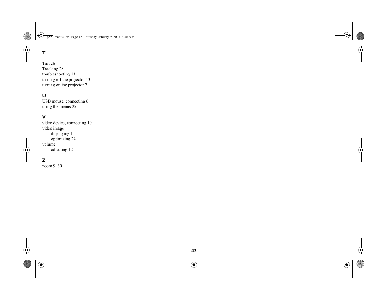 InFocus LP 250 User Manual | Page 42 / 44