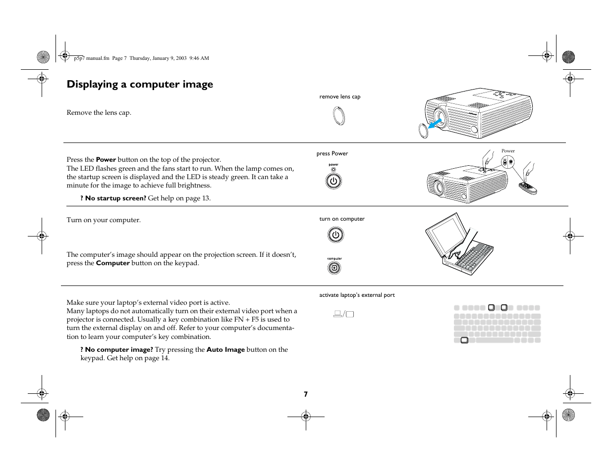 Displaying a computer image | InFocus LP 250 User Manual | Page 7 / 44