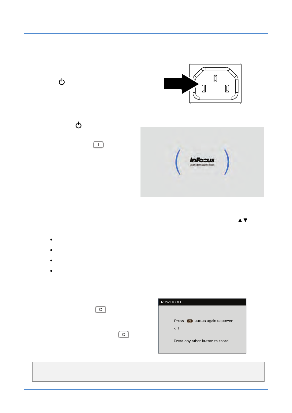 Starting and shutting down the projector, Tarting and, Hutting down the | Rojector | InFocus DISPERINDAG IN3118HD User Manual | Page 16 / 54