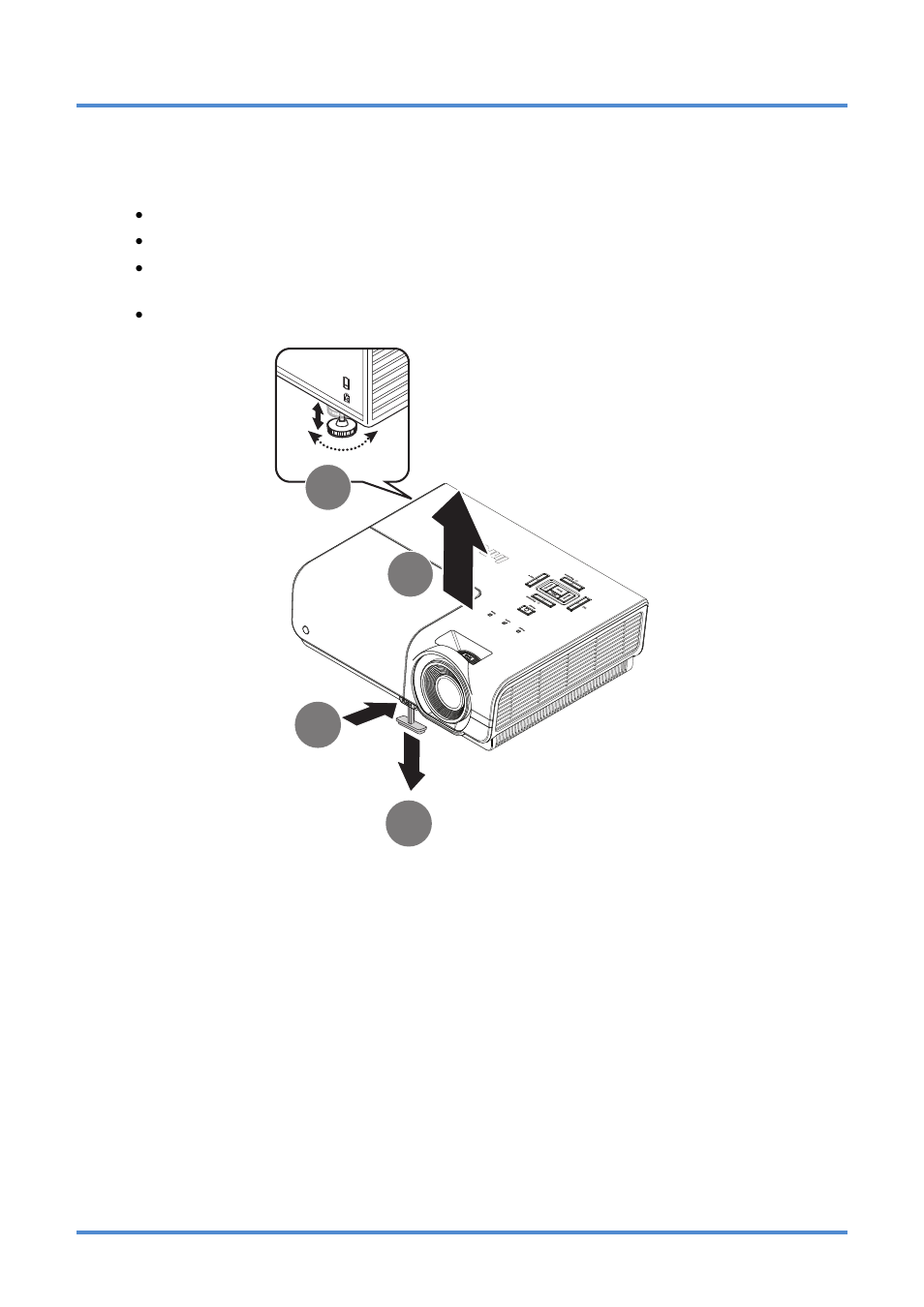 Adjusting the projector level, Djusting the, Rojector | Evel, Cb a d | InFocus DISPERINDAG IN3118HD User Manual | Page 17 / 54