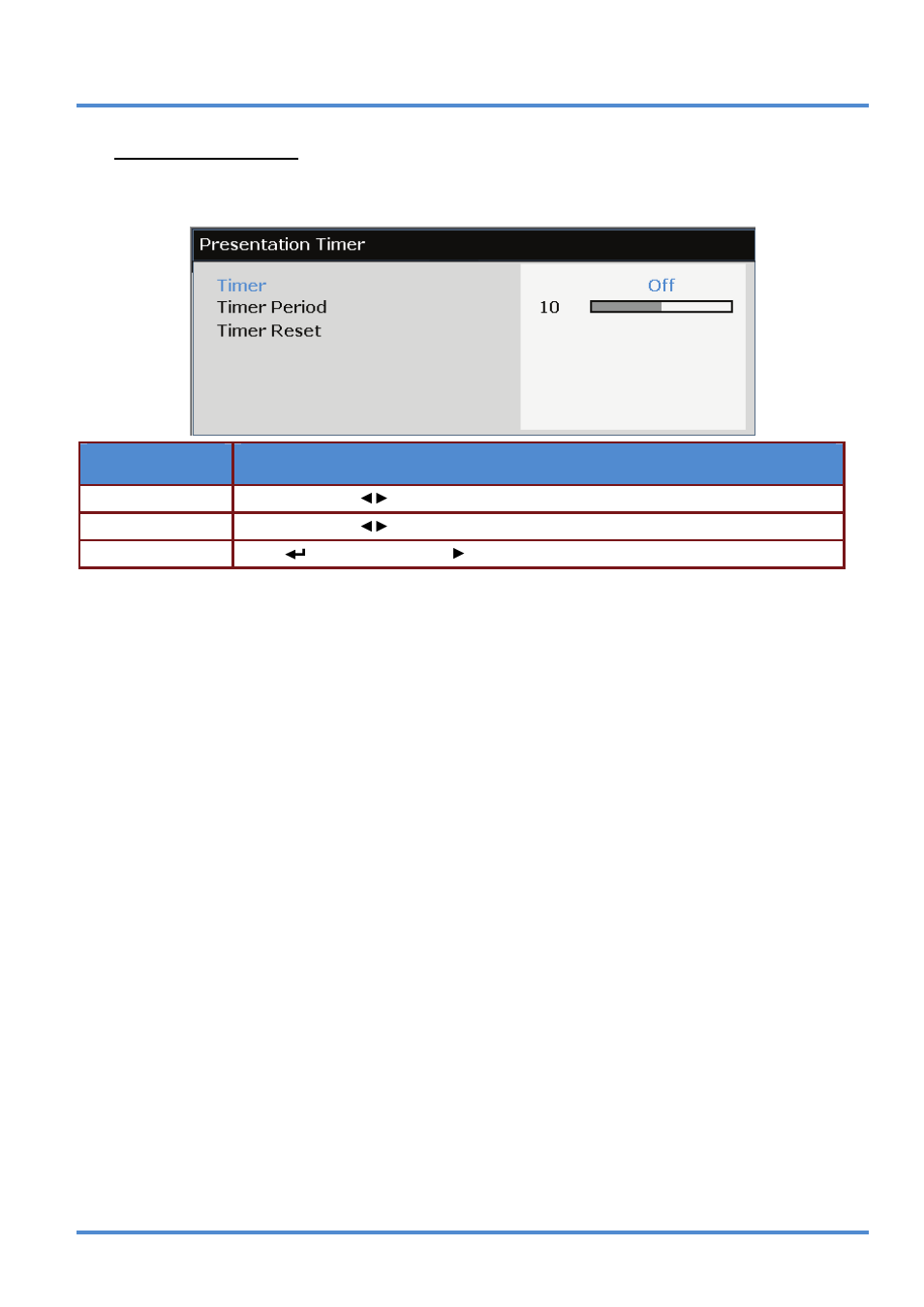 Presentation timer, Presentation, Timer | E 31 | InFocus DISPERINDAG IN3118HD User Manual | Page 38 / 54