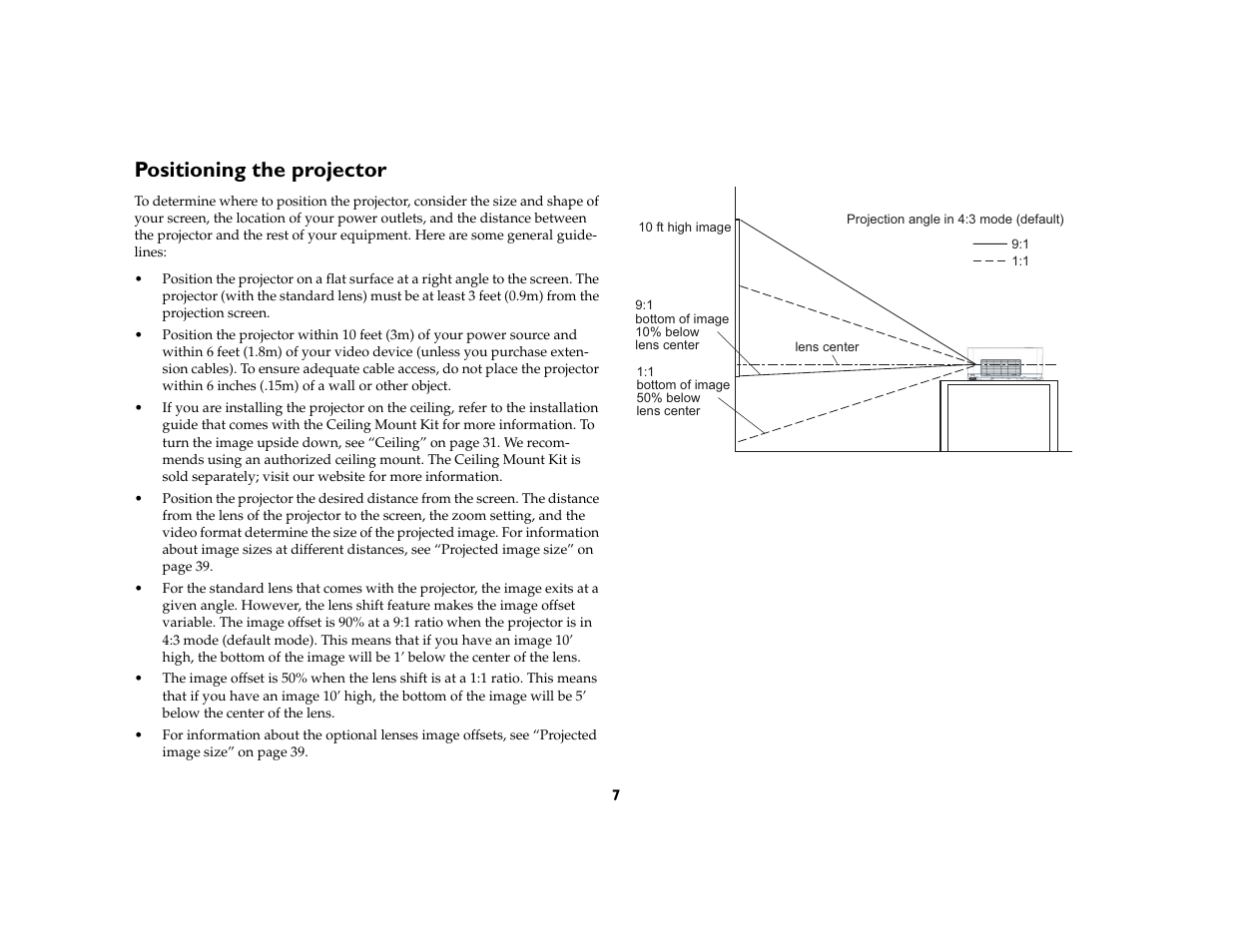 Positioning the projector | InFocus IN5106 User Manual | Page 8 / 51