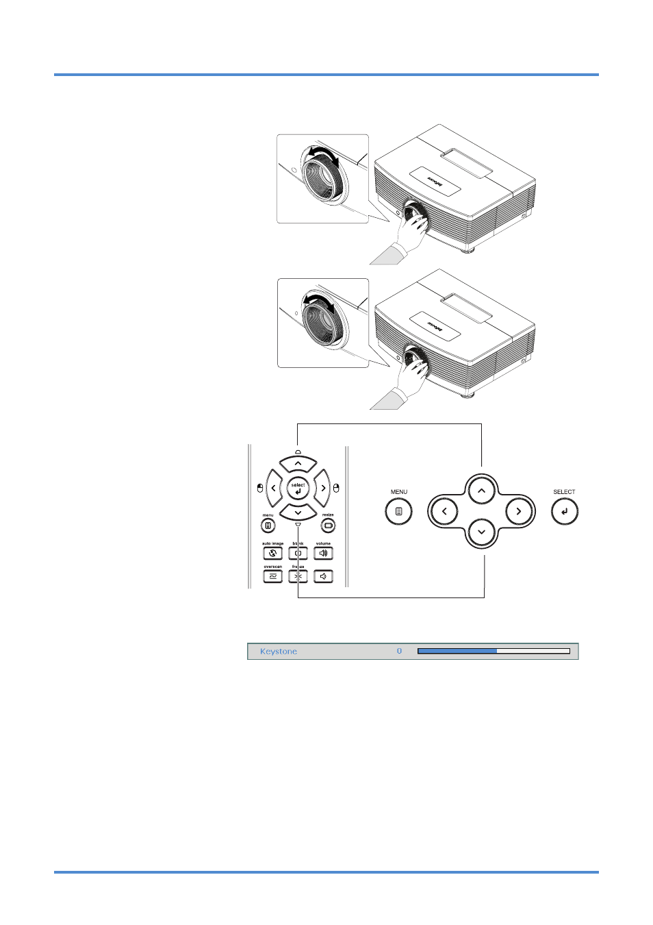 Adjusting zoom, focus and keystone | InFocus IN5318 User Manual | Page 24 / 61