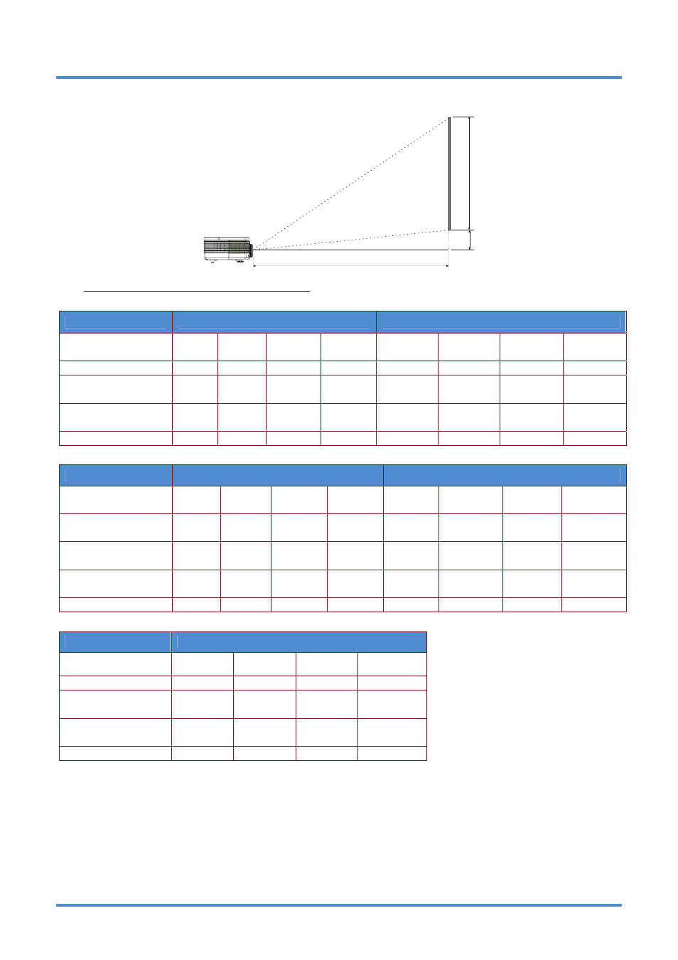 Projection distance vs. projection size (1080p), Projection distance and size table, Short throw projection lens: tr: 0.77; offset=10 | InFocus IN5318 User Manual | Page 56 / 61