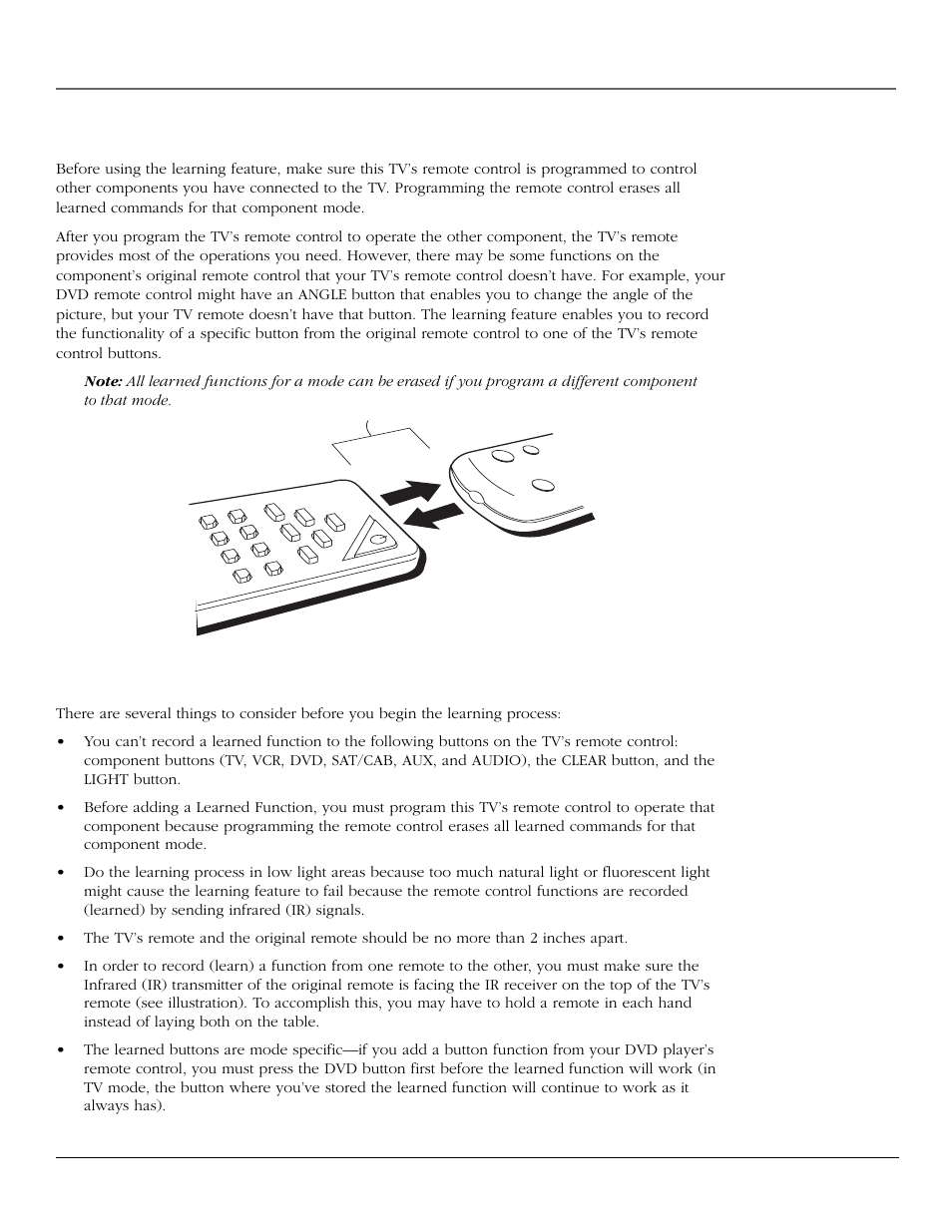 Using the remote control the learning feature, Adding a learned function | InFocus 61md10 User Manual | Page 34 / 100
