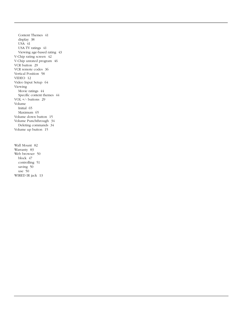 Index | InFocus 61md10 User Manual | Page 91 / 100
