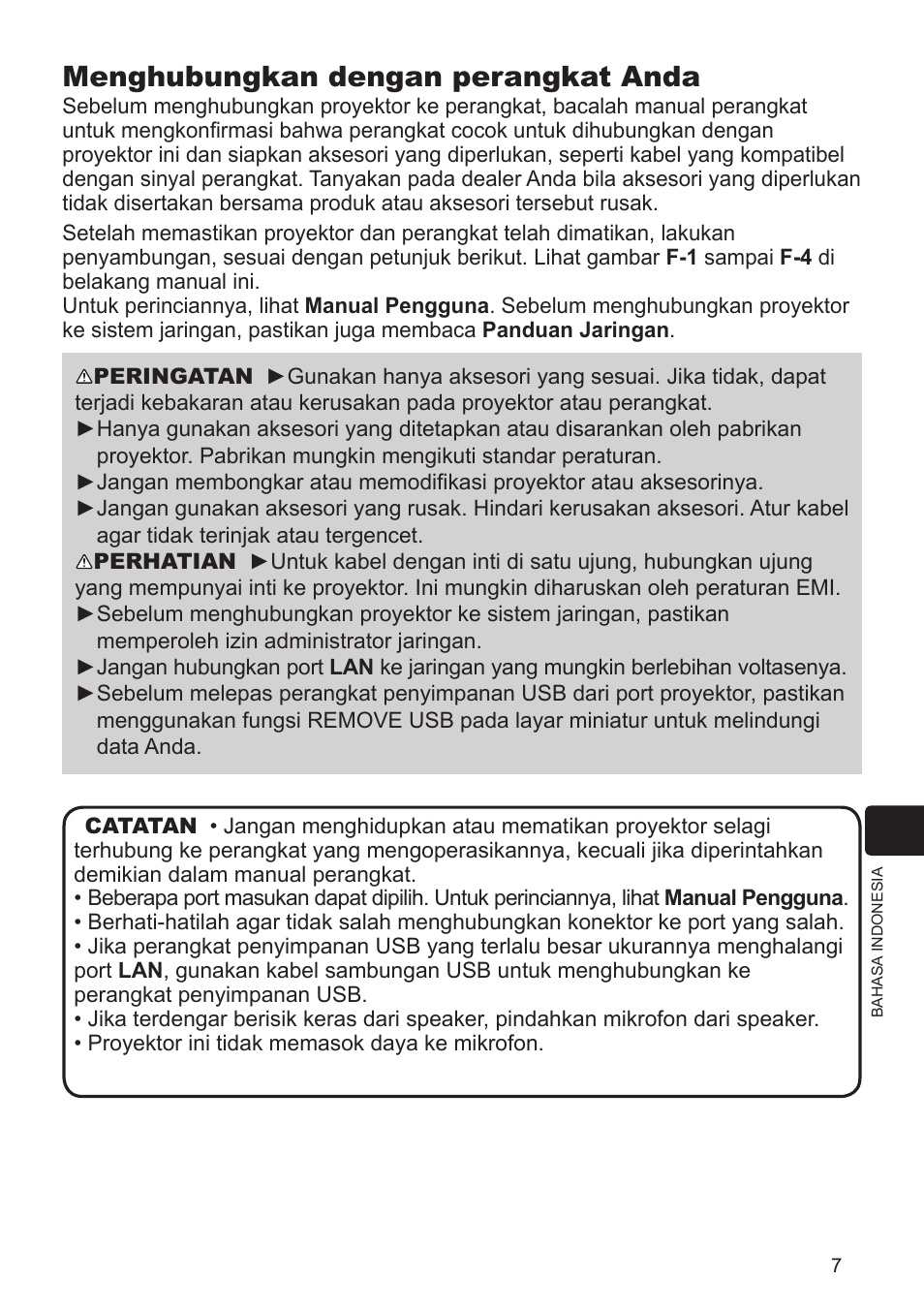 Menghubungkan dengan perangkat anda | InFocus IN5124 User Manual | Page 11 / 42