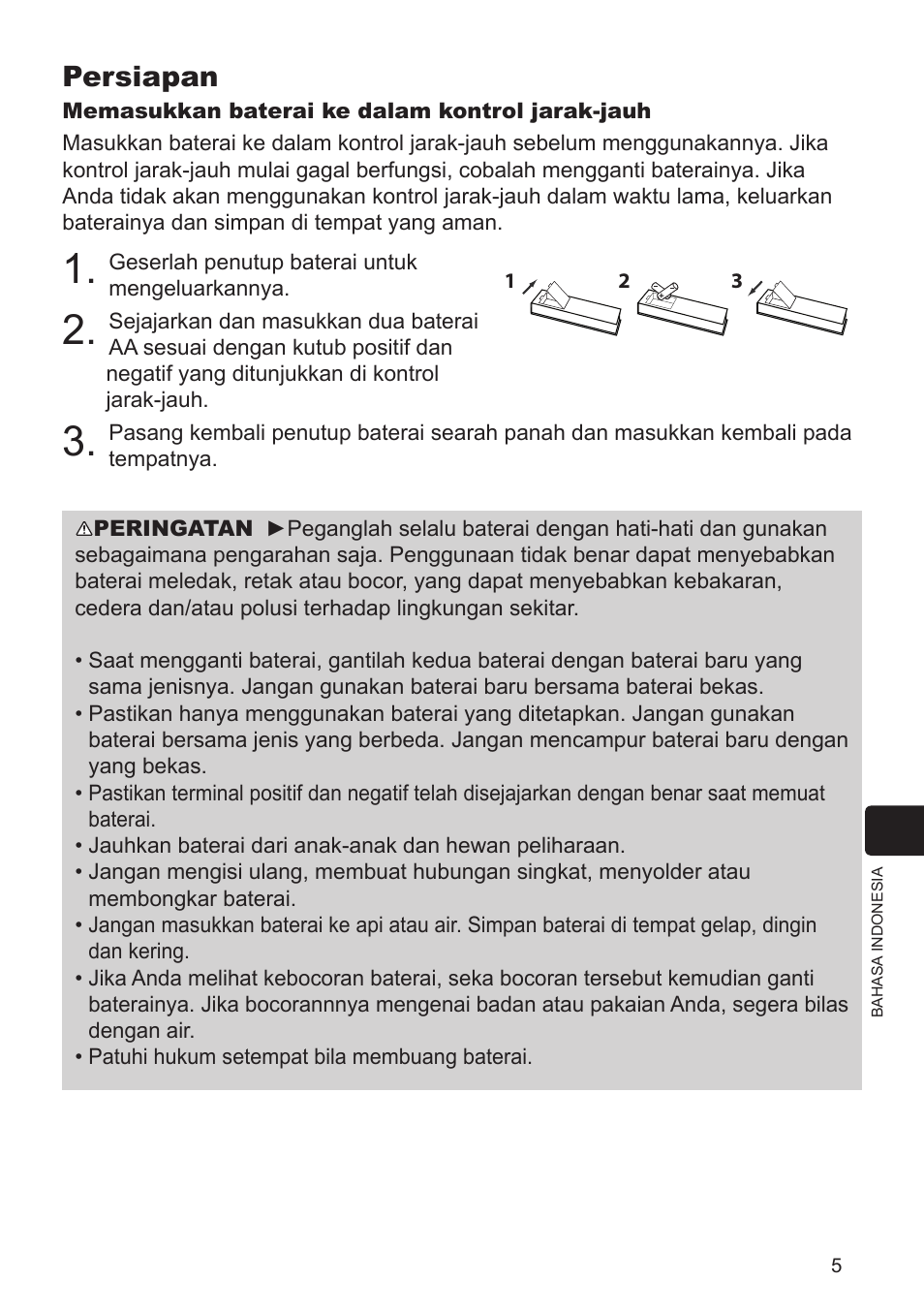 Persiapan | InFocus IN5124 User Manual | Page 9 / 42
